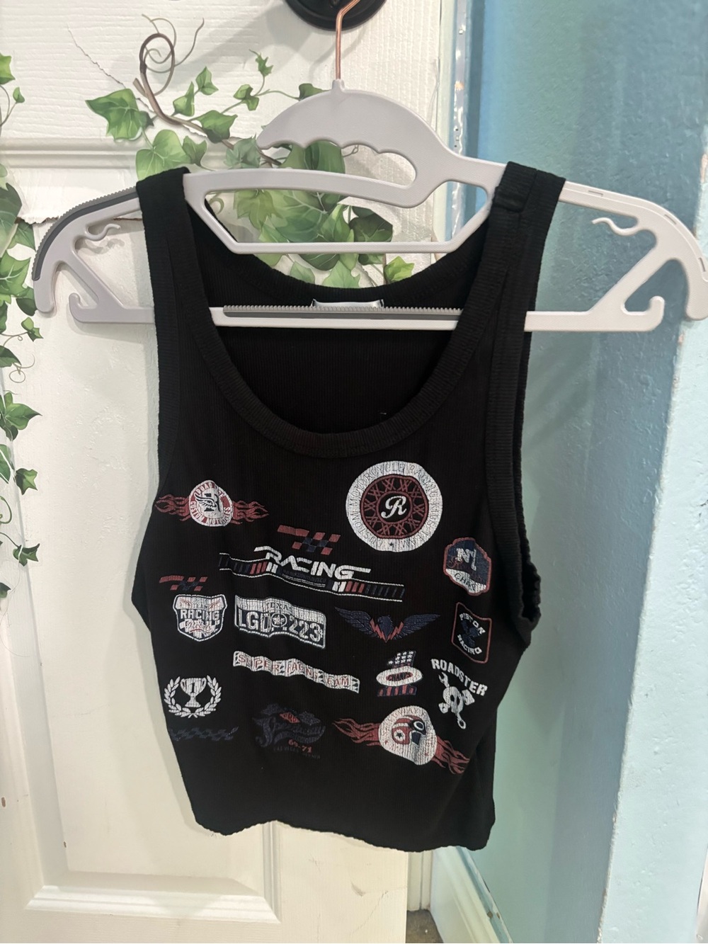 Black Racing Patch Graphic Tank Top - Picture 2 of 2